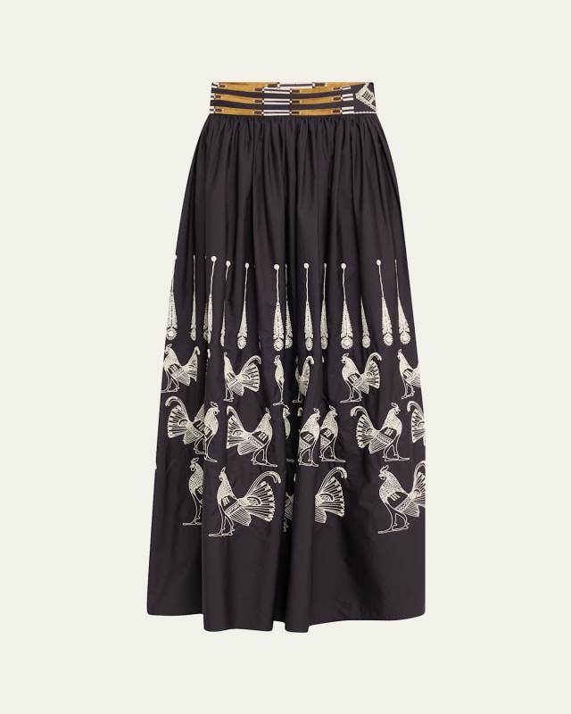 Ombretta Embroidered A-Line Maxi Skirt